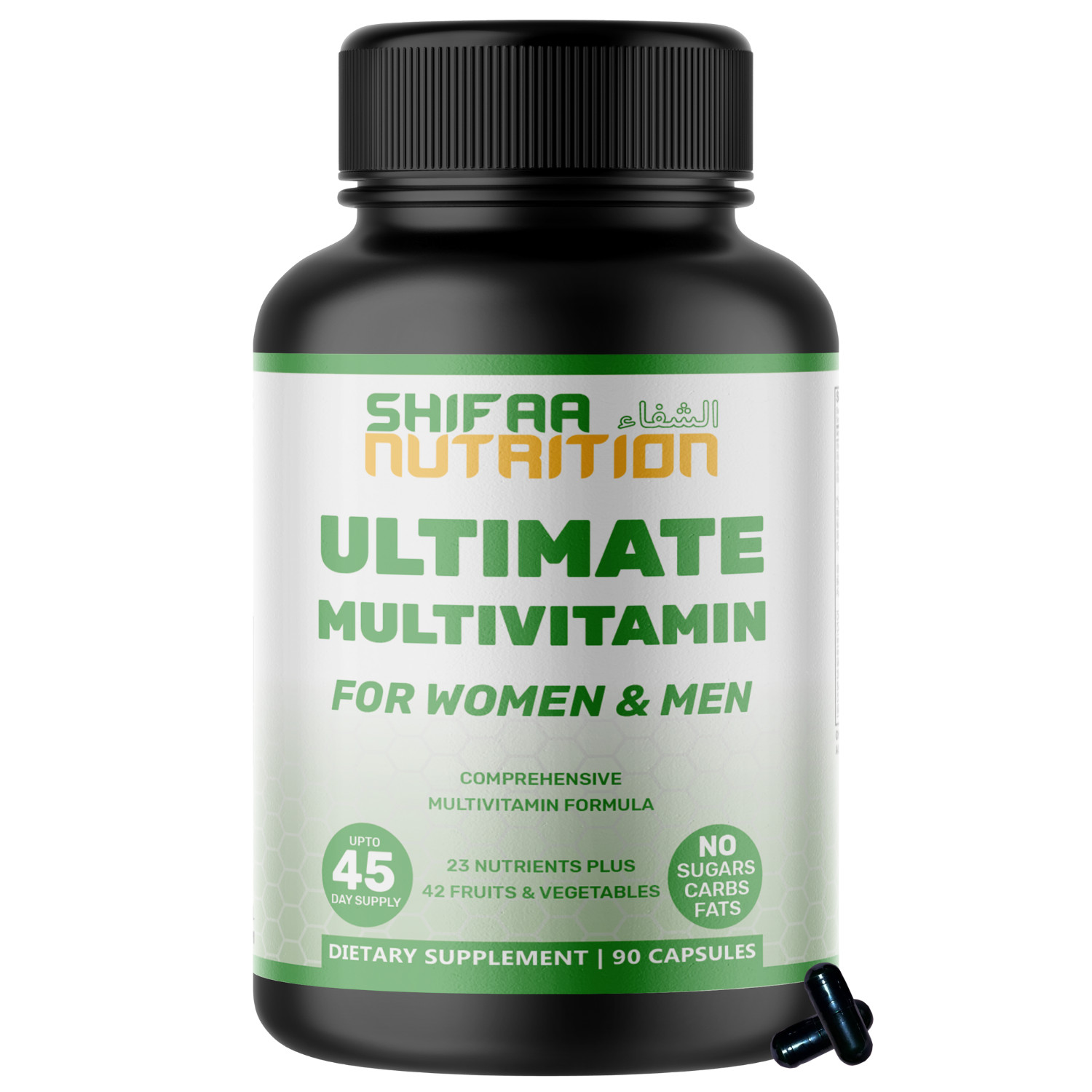 Shifaa Nutrition Halal Multivitamin for Women & Men, 90 Ct, Allergen-Free
