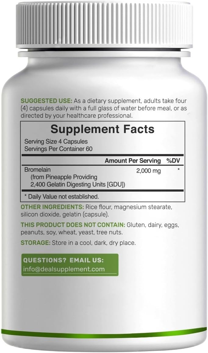 Bromelain Supplement 2000mg | Digestive Enzyme Support | 240 Capsules | Non-GMO
