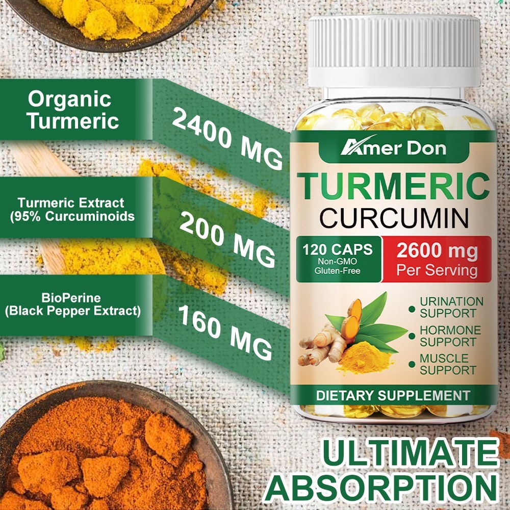 Turmeric Curcumin 2600mg w/ BioPerine Black Pepper Triple Strength Capsules