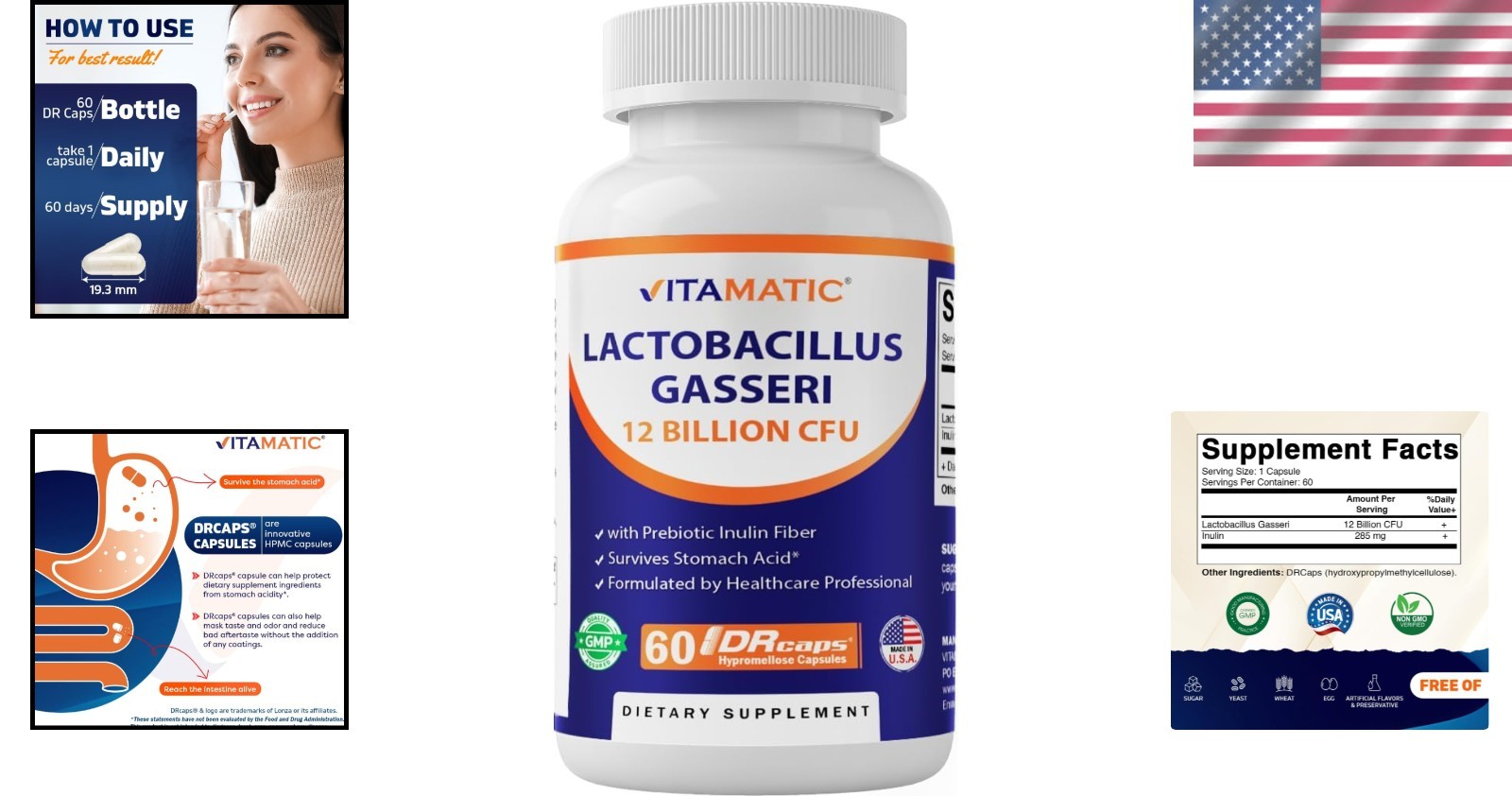 60 Count Lactobacillus Gasseri with Prebiotic Fiber – Top Digestive Support
