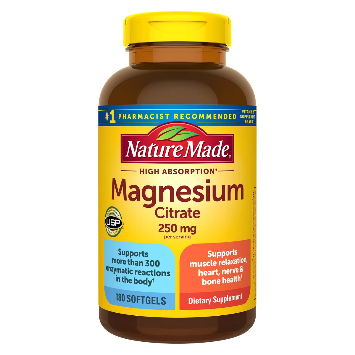 Nature Made Magnesium Citrate 250 Mg. 180 Softgels EXP 02/2026