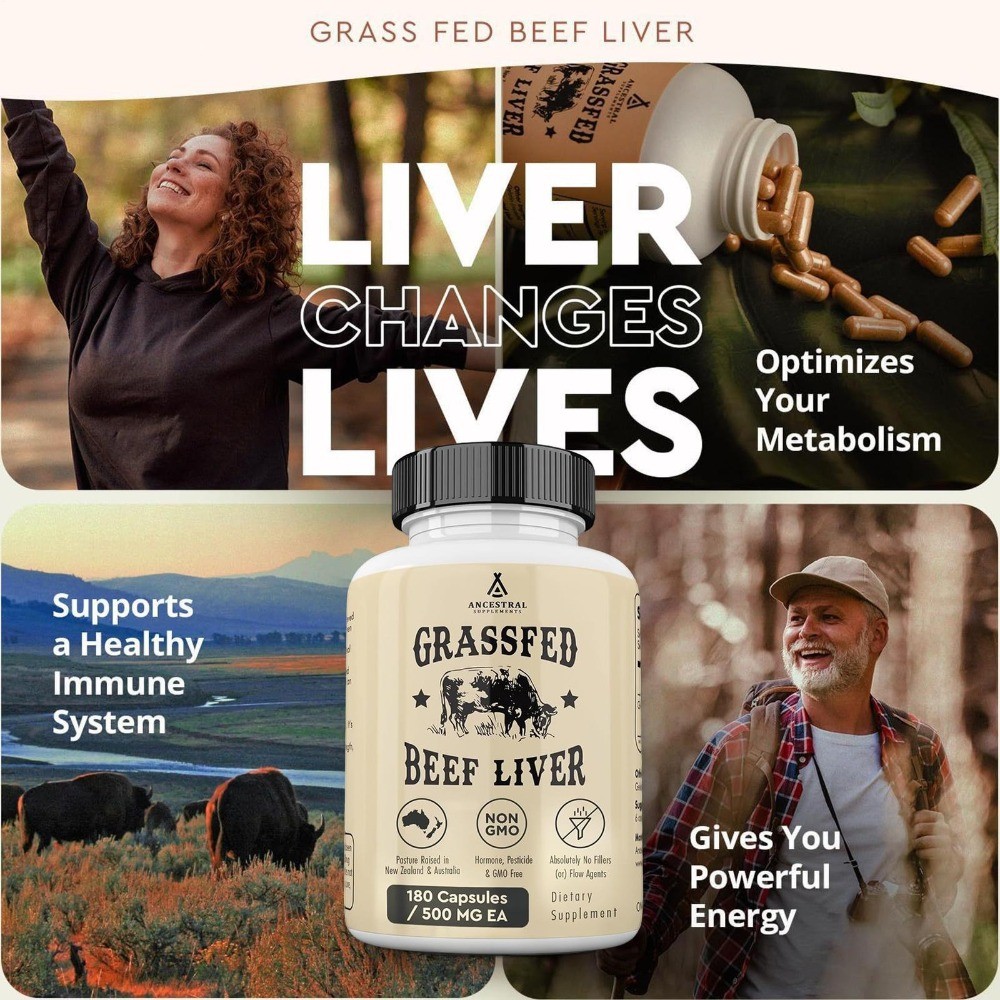Ancestral Supplements Grass Fed Beef Liver 3000mg 180Caps New Zeland NonGMO