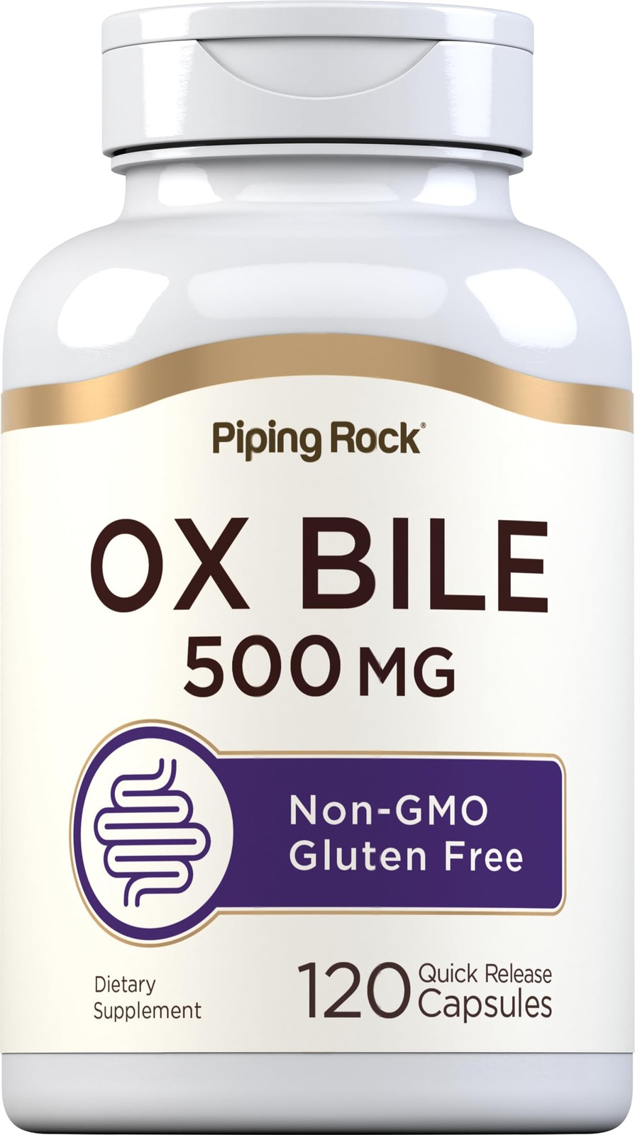 Piping Rock Ox Bile Supplement 500mg | 120 Capsules | 120 Count (Pack of 1)