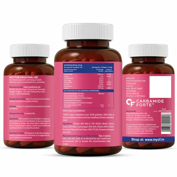 Carbamide Forte Multi Collagen Skin, Hair, Joint, Bone & Nail Health, 90 Tablets