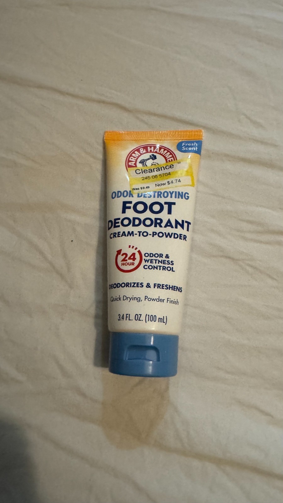 Arm & Hammer Cream to Powder Foot Deodorant, 24 Hour 3.4 Fl Oz (Pack of 1)