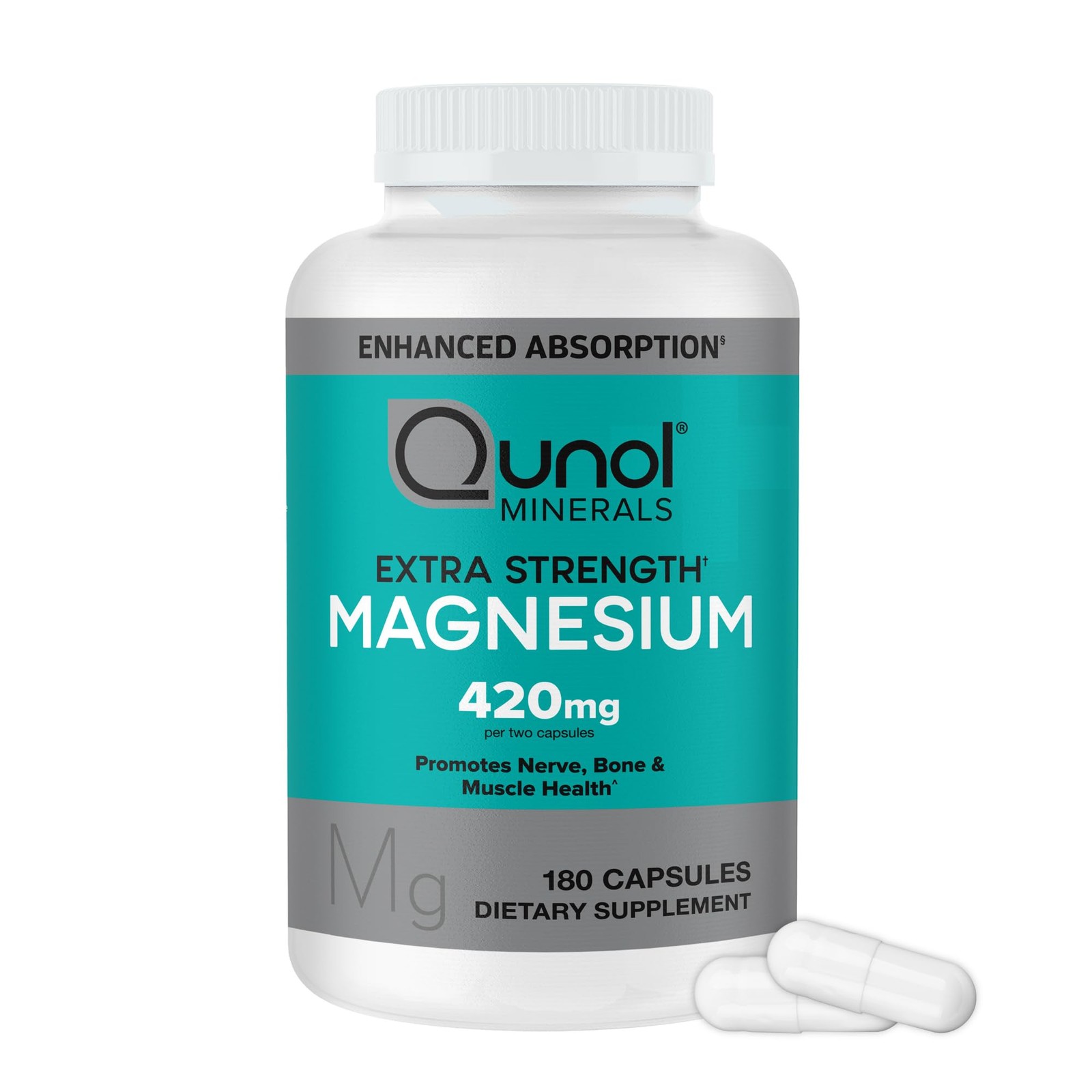 Qunol Magnesium 420mg Extra Strength High Absorption 180ct Nerve Bone Muscle