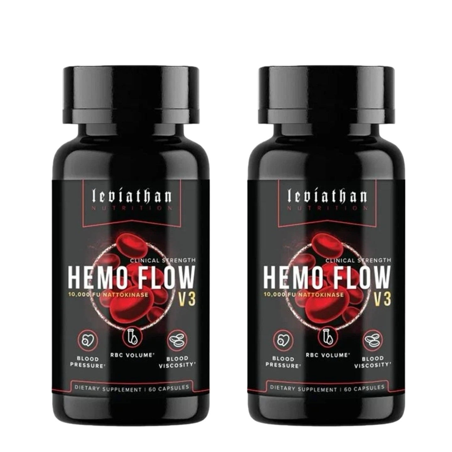 3pcs Leviathan Nutrition Hemo Flow Supplement with Nattokinase for Nitric Oxide