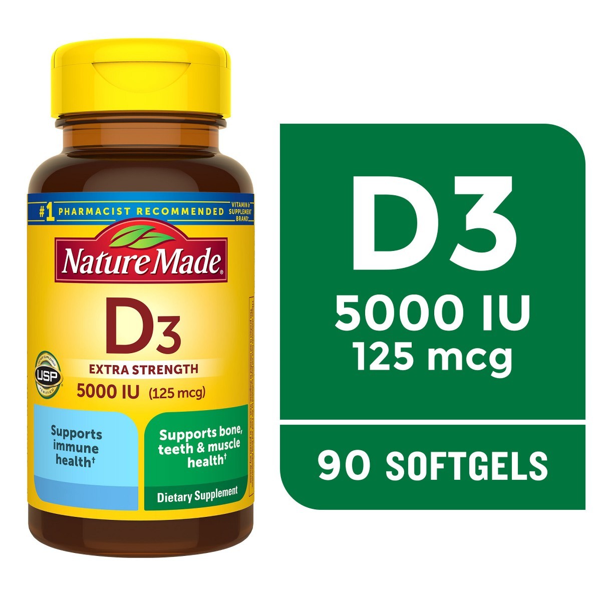 Nature Made Extra Strength Vitamin D3 5000 IU (125 mcg) – 90ct