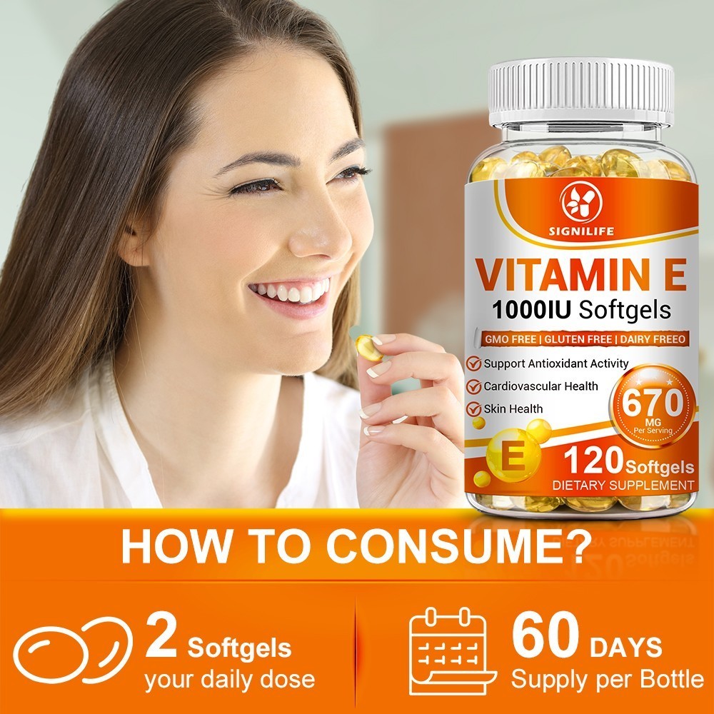Vitamin E 1000IU Mixed Tocopherols Natural Antioxidant for Skin & Immune Support