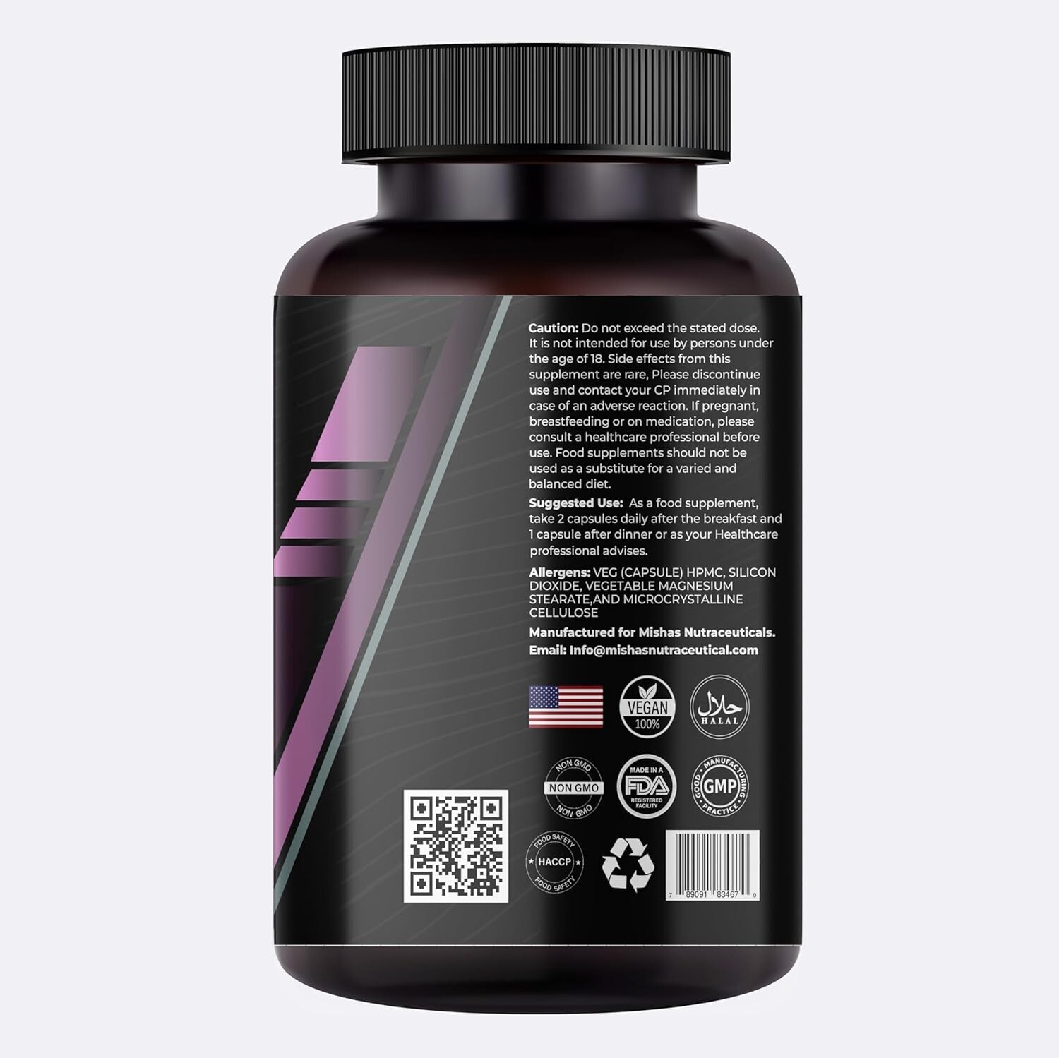 Mishas Women’s Probiotics, Prebiotic Fiber Blend – Gut & Immune Support – 60 C