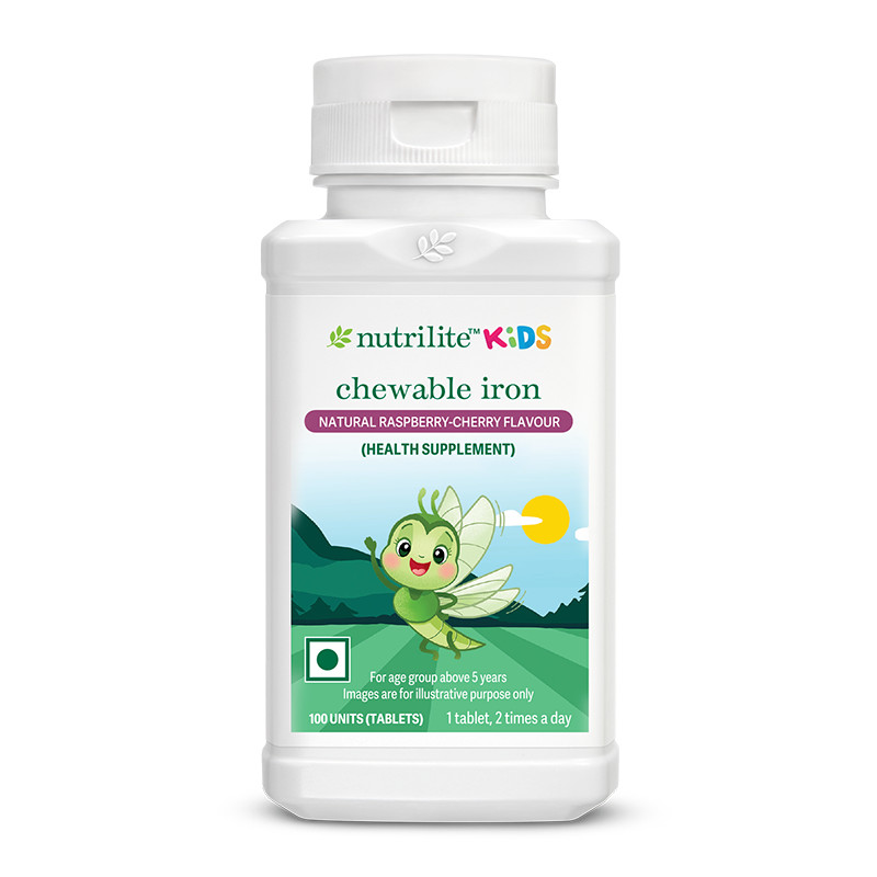 Amway Nutrilite Kids Chewable Iron Tablets | natural raspberry flavour| 100 tabs