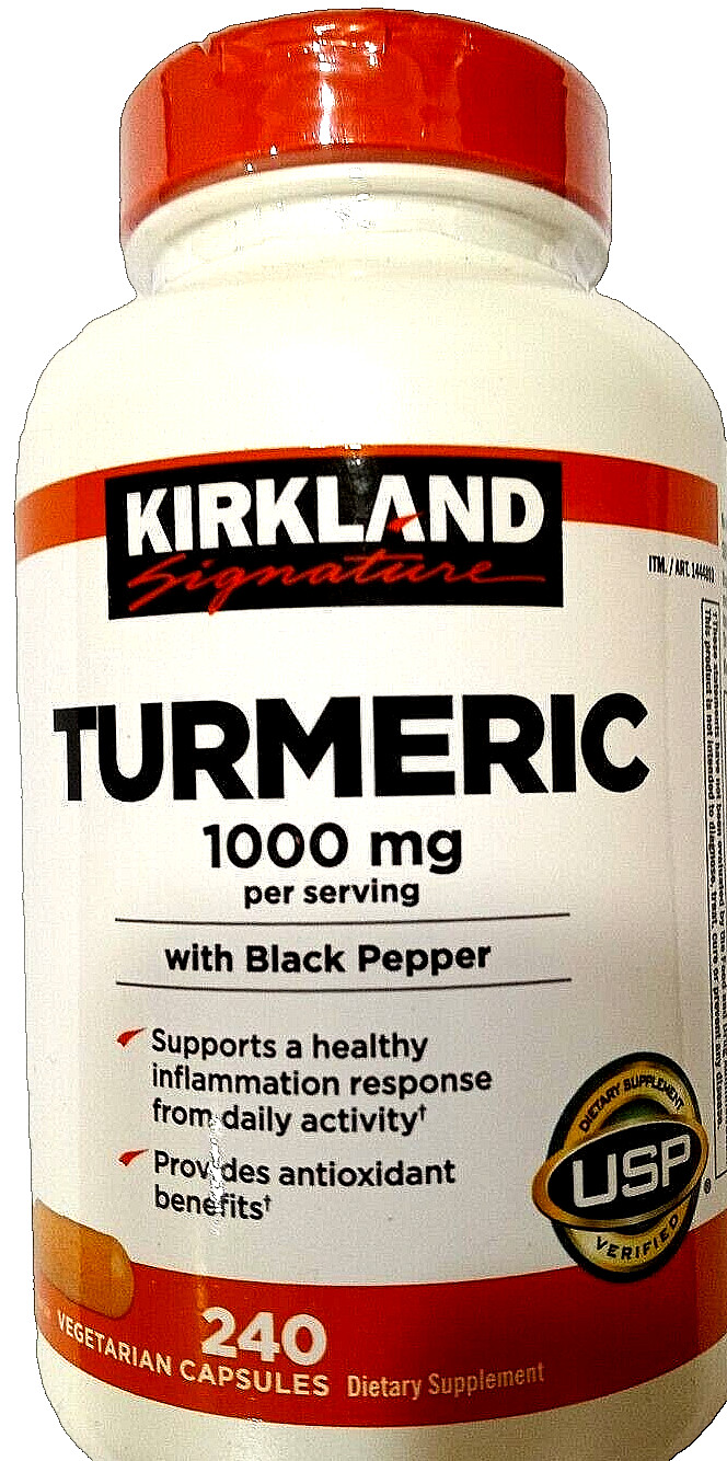 Kirkland Signature Turmeric 1000mg with Black Pepper 240 Capsules EXP 10/2025