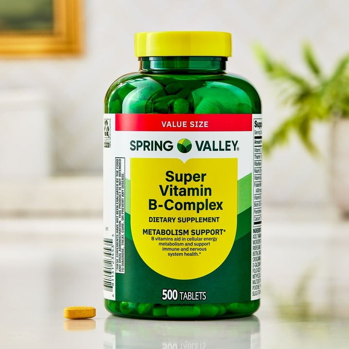 Spring Valley Super Vitamin B-Complex Tablets Value Size, 500 Count