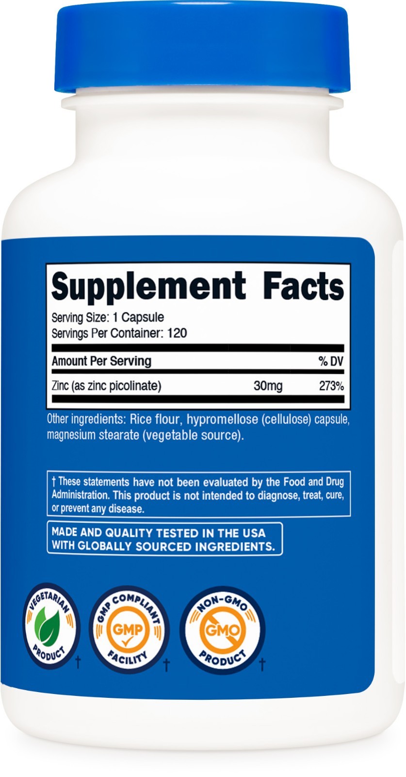 Nutricost Zinc Picolinate 30mg, 120 Vegetarian Capsules- Gluten Free and Non-GMO