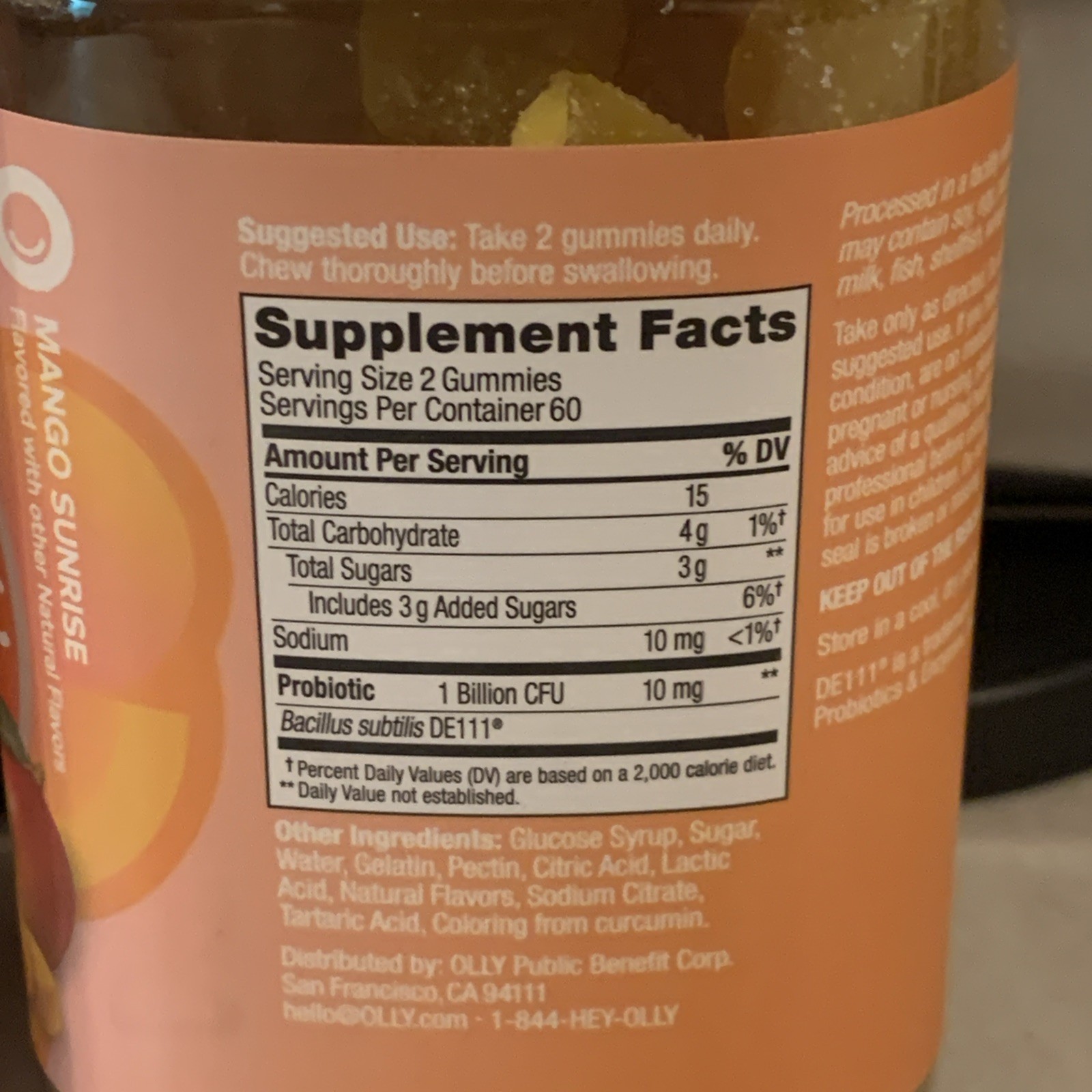 OLLY Probiotic Mango Gummy, 120 Gummies EXP 02/2027
