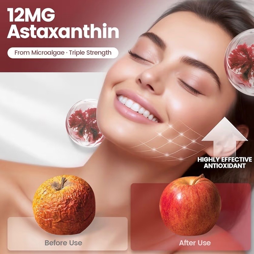 Astaxanthin 12mg 240 Softgels, 4 Month Supply,Triple Strength,Non-GMO,Eye Health