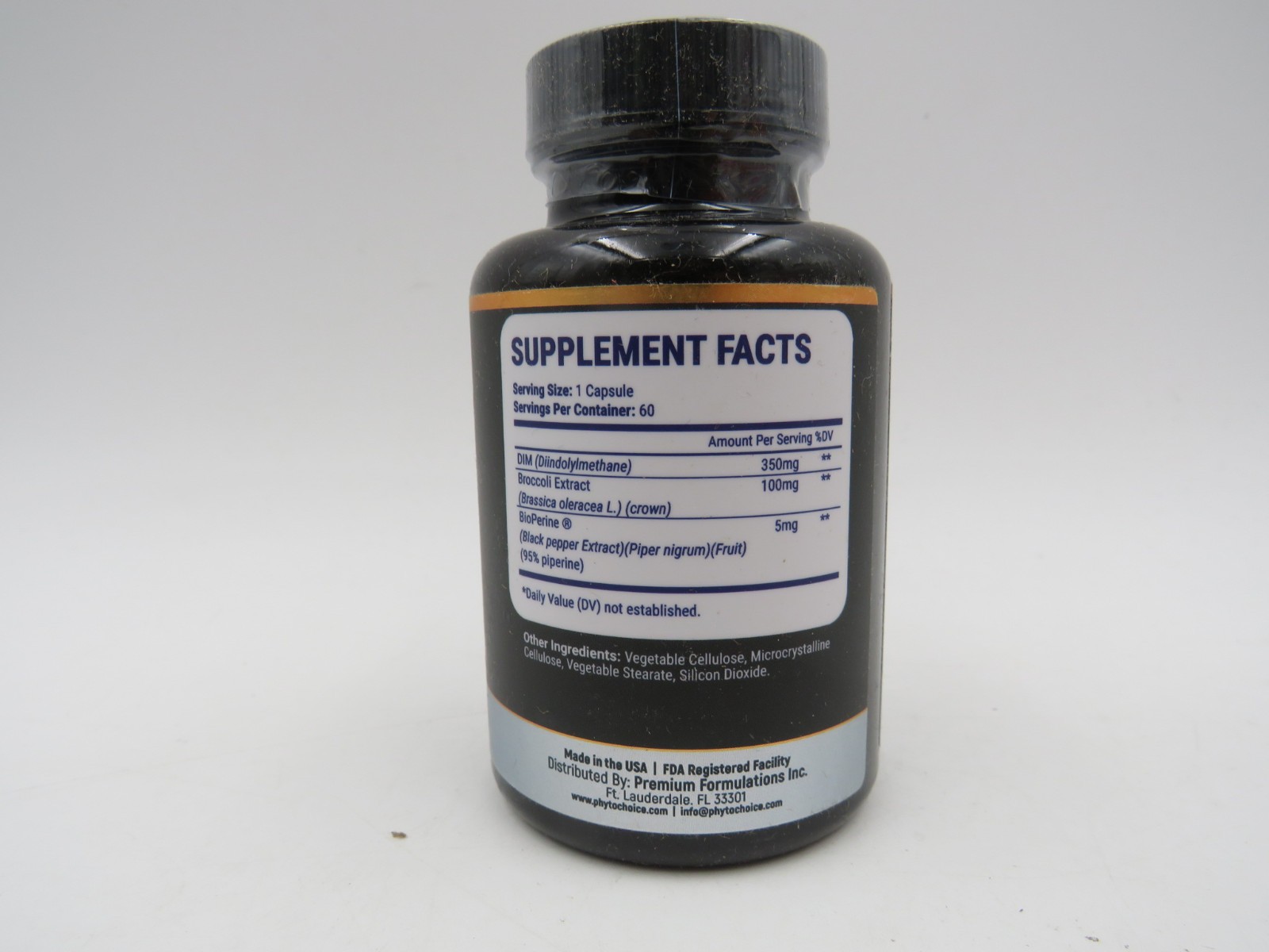 Phytochoice DIM Diindolylmethane 350mg w/ Bioperine & Brocolli Extract Exp 01/28