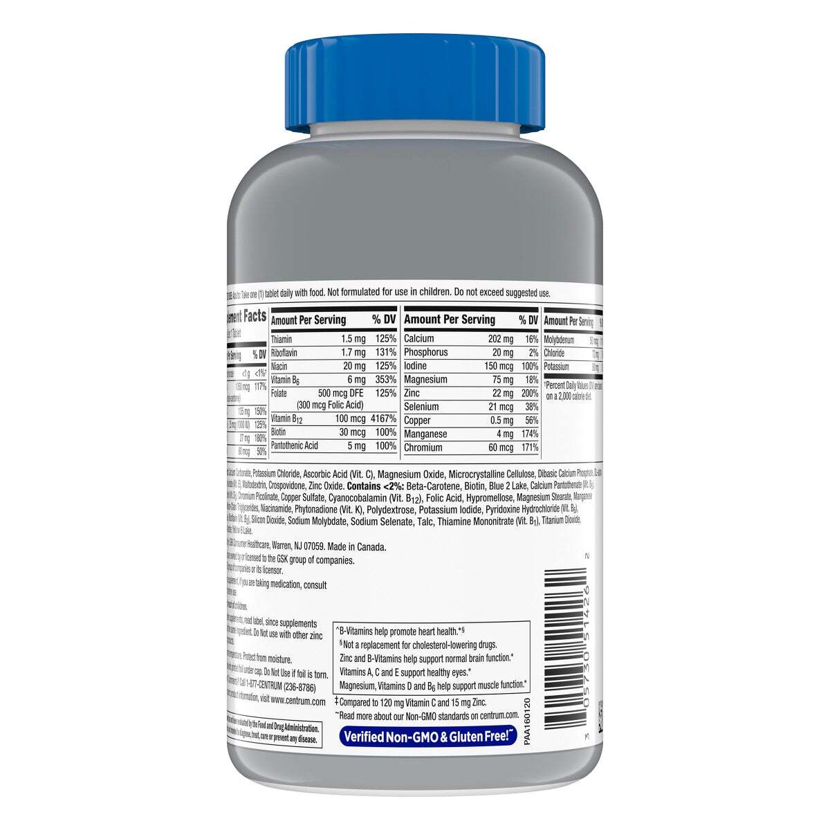Centrum Silver Men 50+ Multivitamin 275 Tablet Non-GMO Gluten Free Senior Health