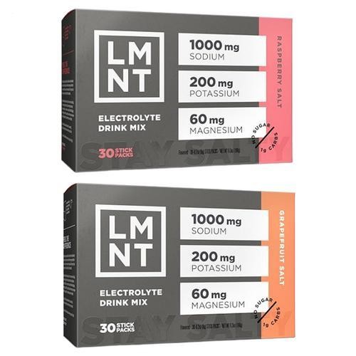 LMNT Electrolytes: 30-Pack Raspberry Salt ZERO-Sugar Energy Support Drink Mix