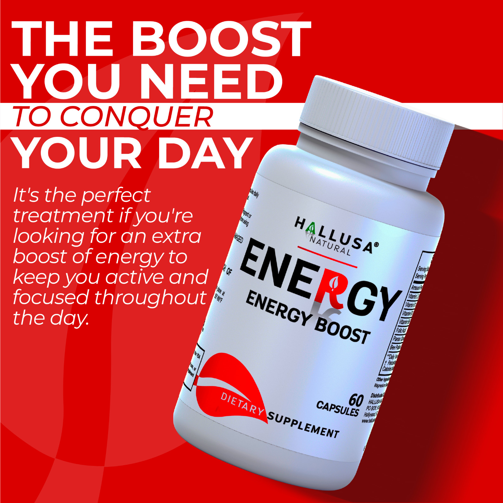 Energy – B Complex Vitamins – Focus Supplement – Energy Support – 60 Capsules