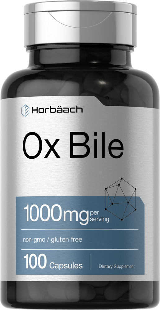 Ox Bile 1000mg | 100 Capsules | Digestive Enzymes | by Horbaach