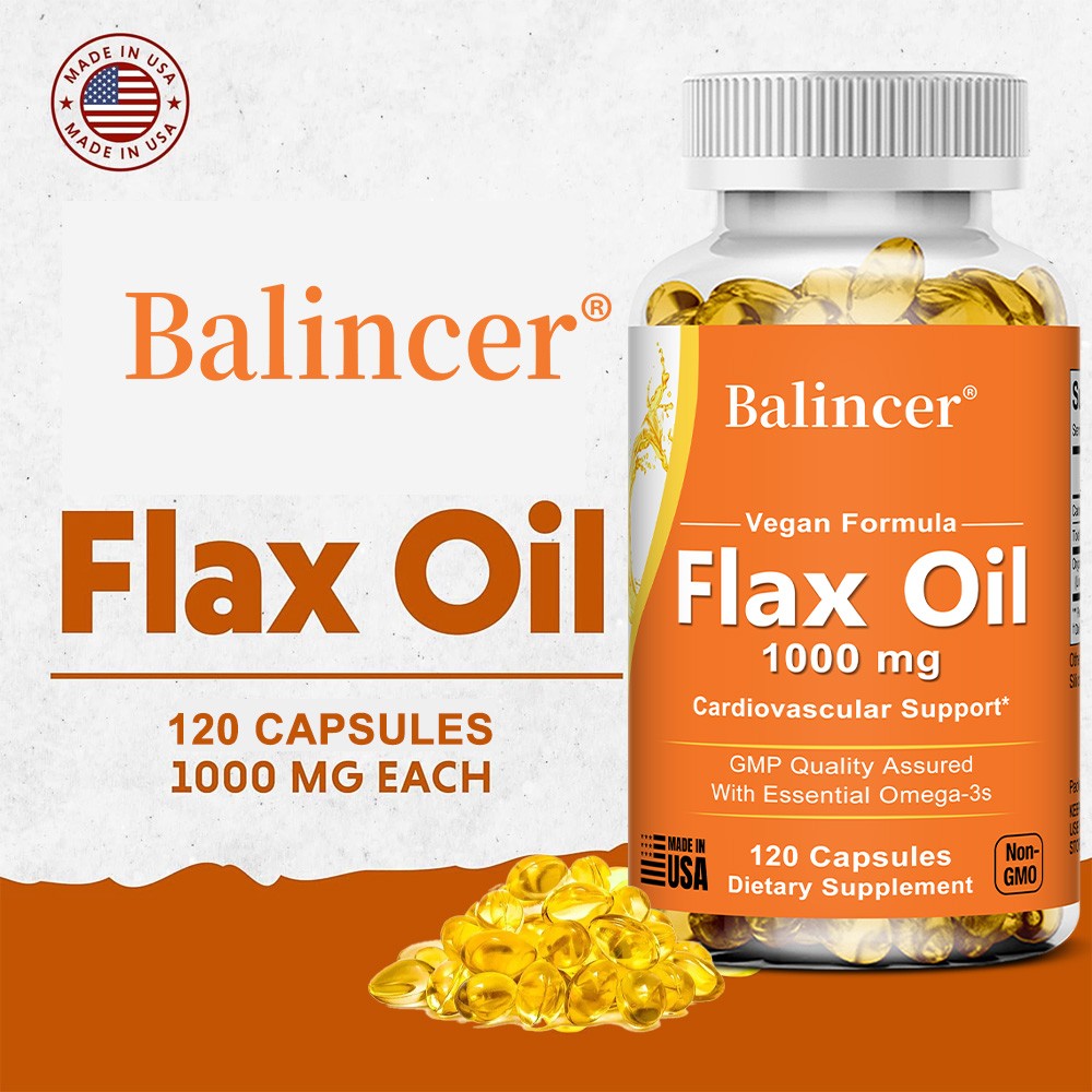 Flaxseed oil 1000mg capsules (30/60/120 pack) With Essential Omega-3s