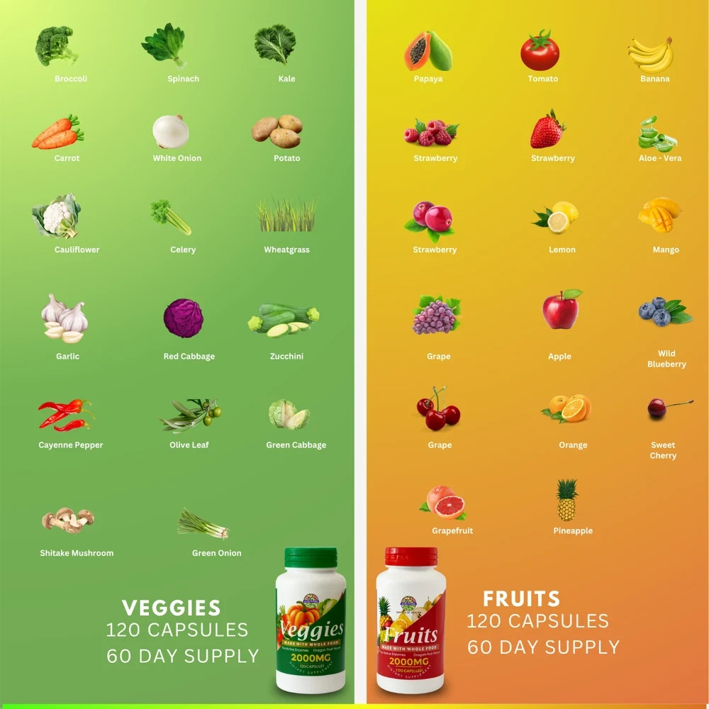 Garden OF Health Fruits Veggies 2000mg Enzymes Blend Whoele Food 240 Capsules