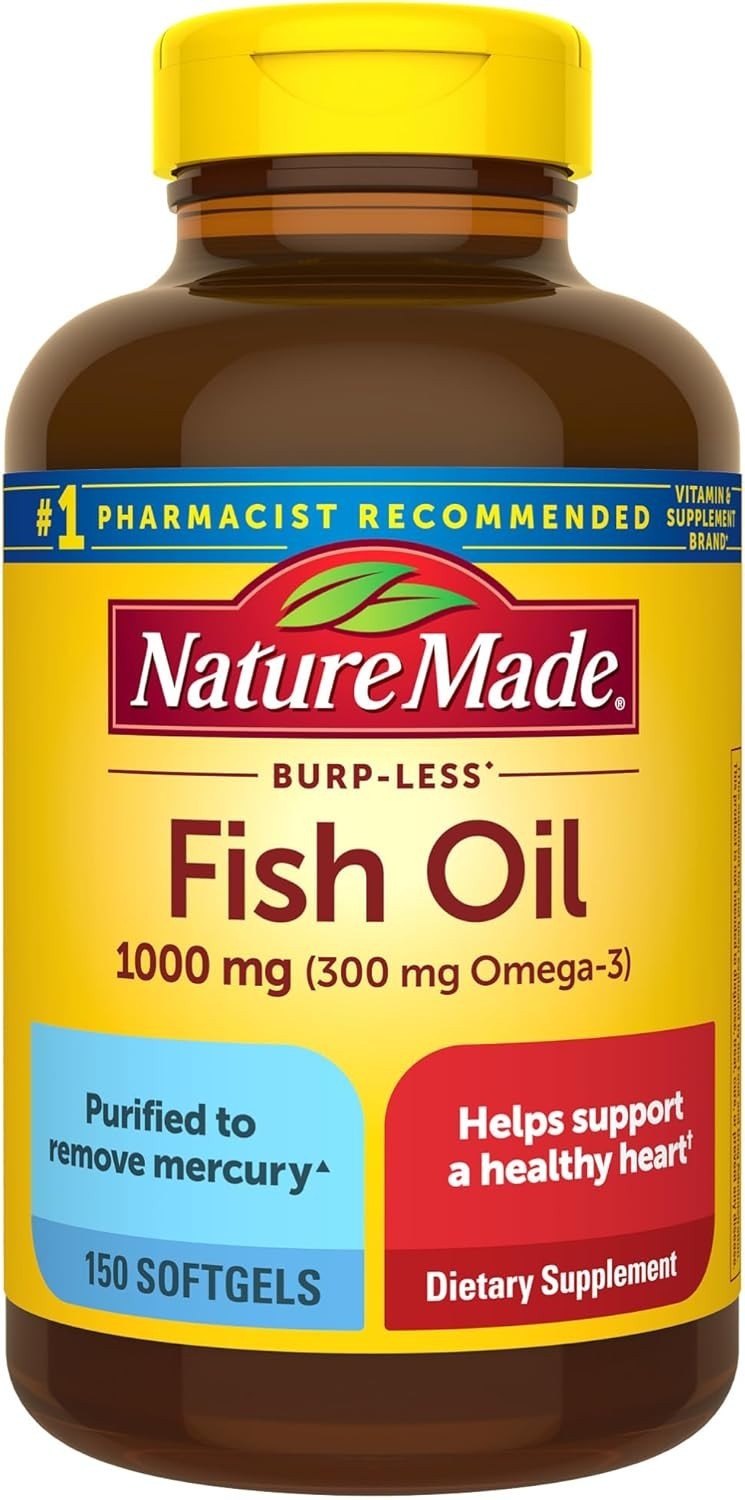 Heart Wellness Omega 3 Fish Oil Softgels – 1000mg, 150 Count Daily Support