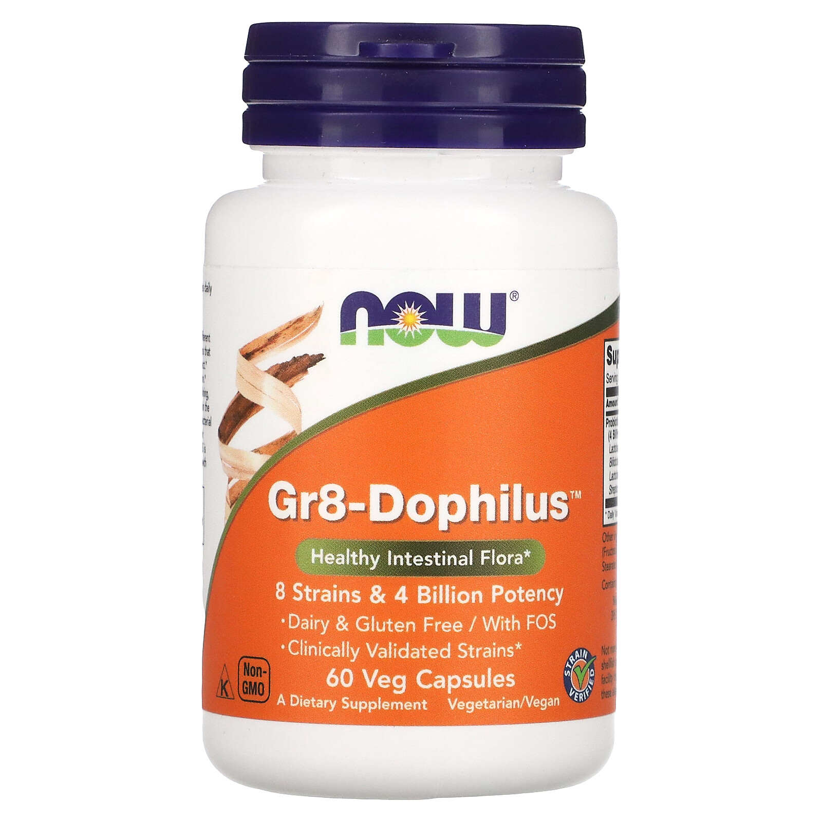 Now Foods Gr8-Dophilus 60 Veg Capsules GMP Quality Assured, Kosher