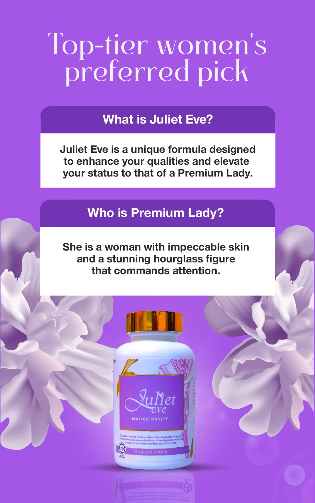 60’s Satin Skinz Juliet Eve Hormone Balancing for women with 8 PREMIUM HERBS