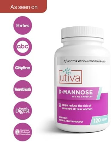 Utiva D-Mannose 2000 mg, Bladder & Urinary Tract Support, 120 Capsules | Supp…