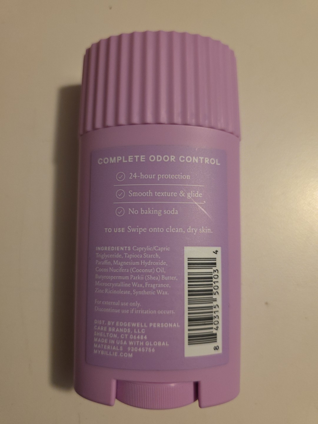Billie All Day Deodorant, 24-Hour Odor Protection, Aluminum-Free, Lavender Milk