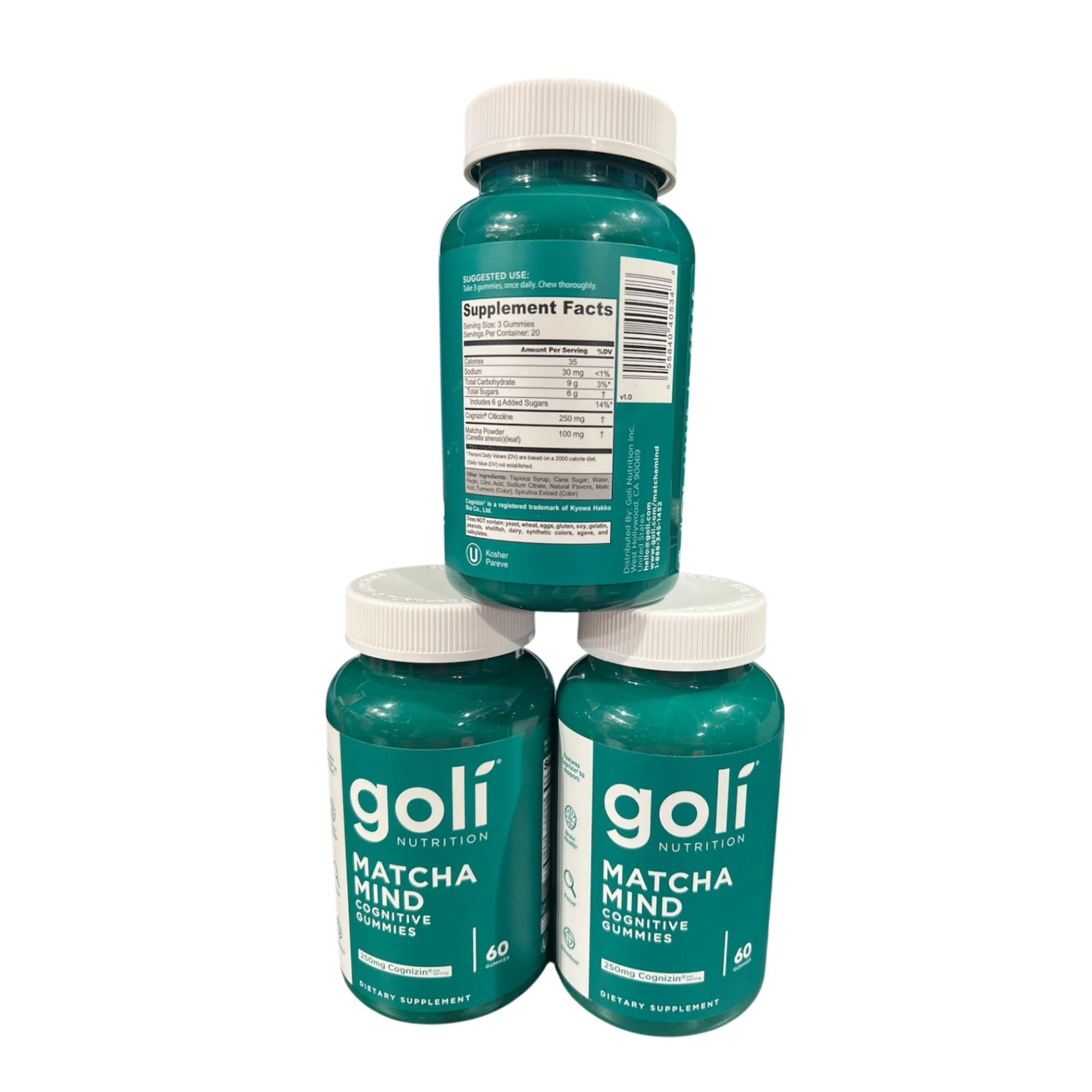 Goli MATCHA MIND Focus Attention Brain Health Cognizin 60 Gummies 01/27 Lot of 3