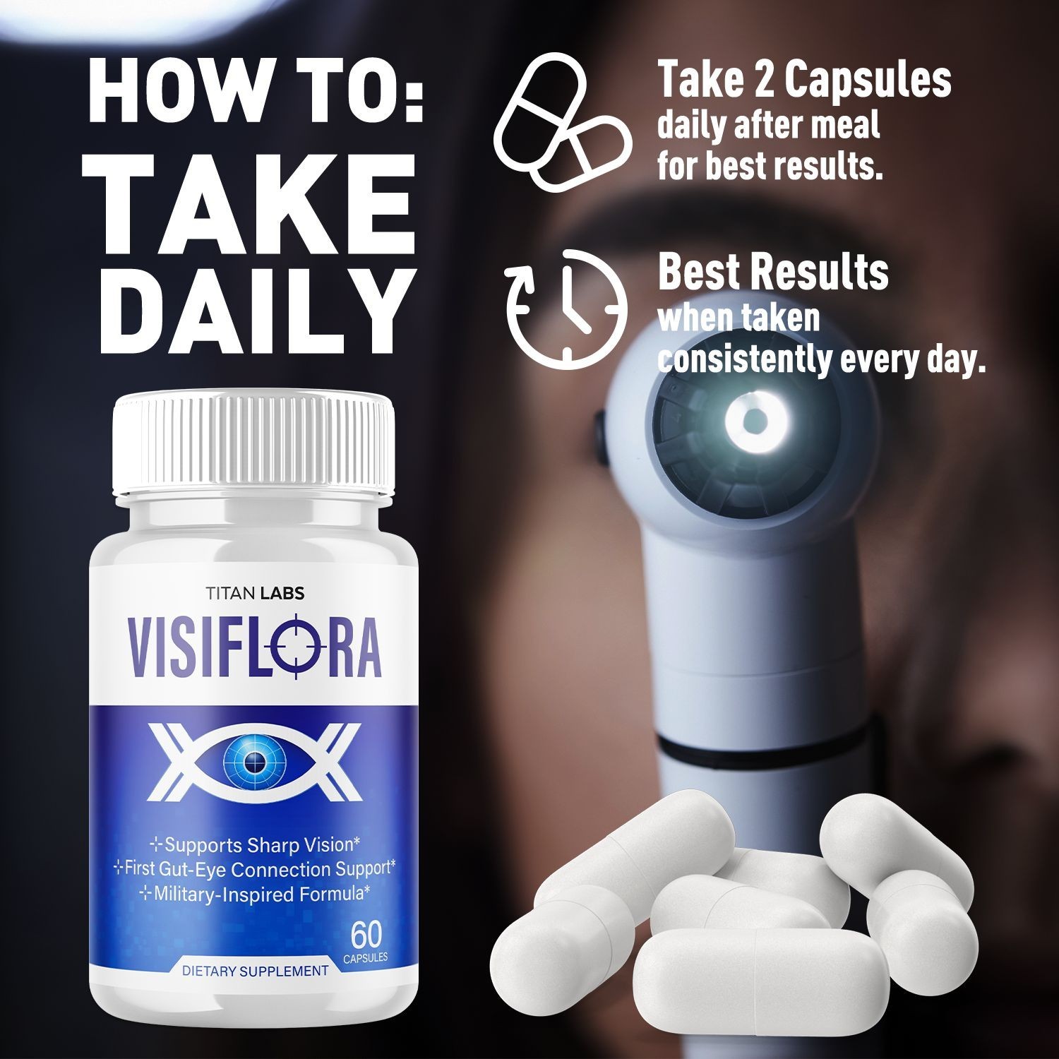 (1 Pack) Visiflora Support Healthy Eye Vision & Function Visi Flora 60 Capsules