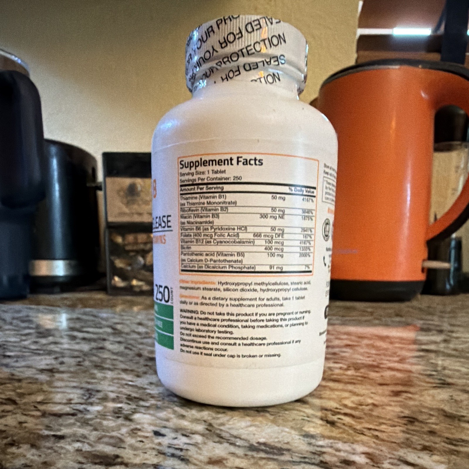 Bronson Super B Vitamin B Complex Sustained Release 250 Tablets Non-GMO