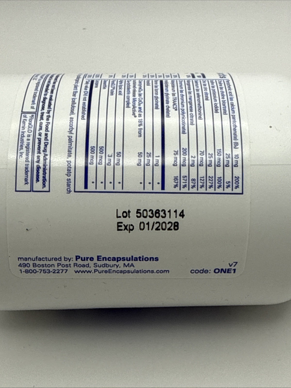 O.N.E. Multivitamin 120 Capsules Pure Encapsulations EXP 01/2028