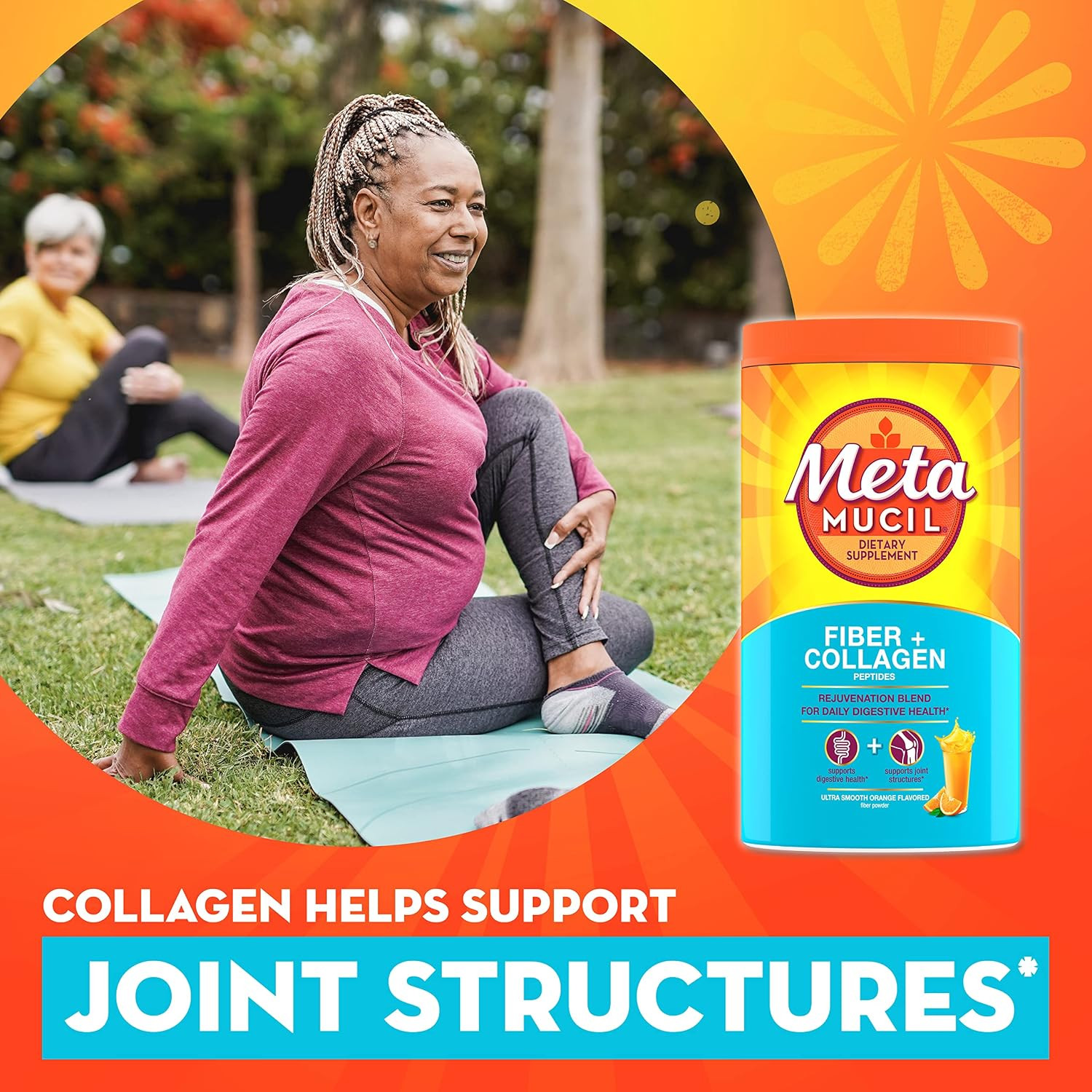 Metamucil Daily Fiber + Collagen, Psyllium Husk Powder, Plant Based Fiber Supple