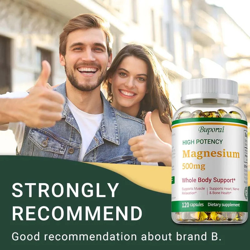 High Potency Magnesium 120pcs,Energy Metabolism, Supports Bone and Muscle Health