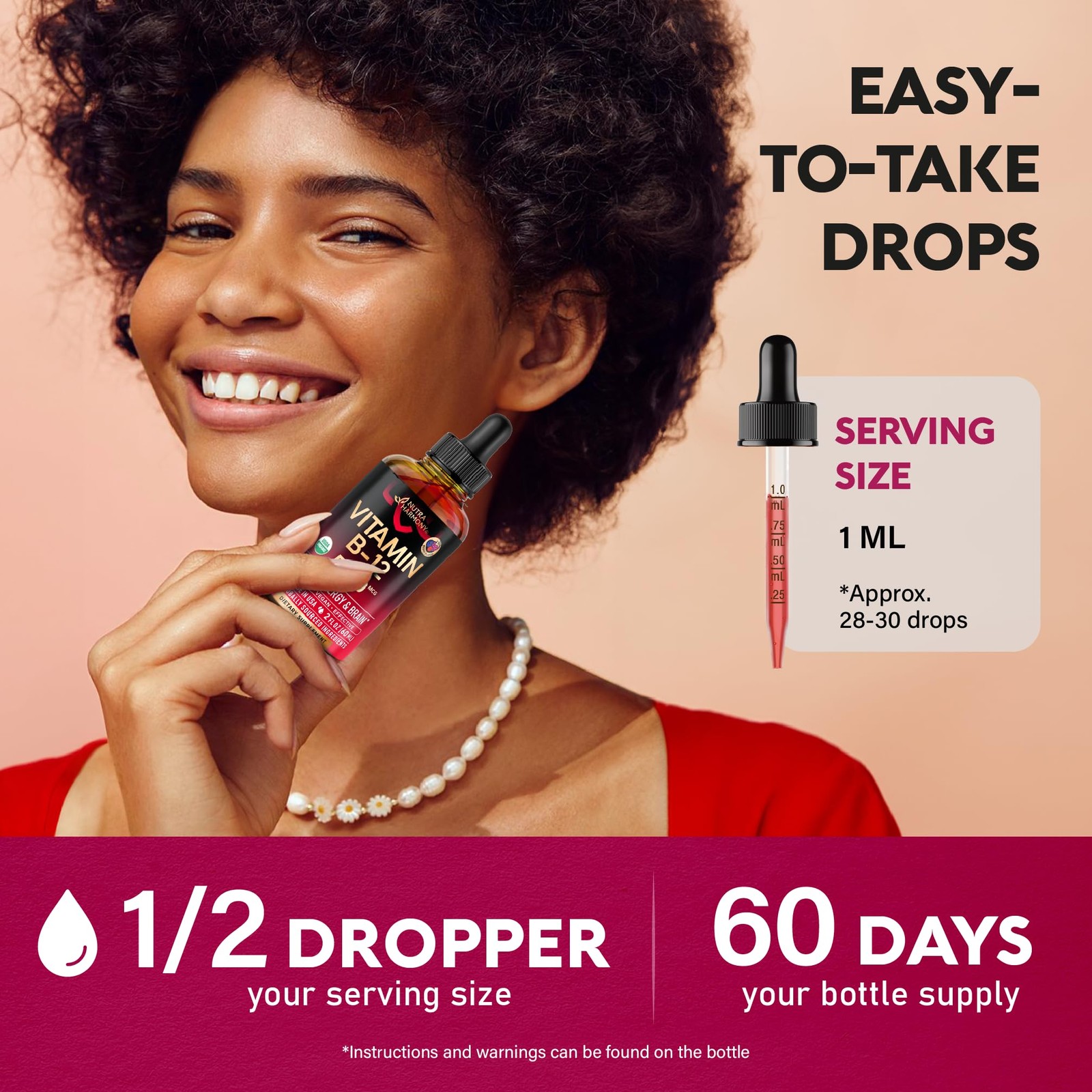 USDA Organic Vitamin B12 Sublingual Drops – 5000 mcg 2 Fl Oz (Pack of 1)