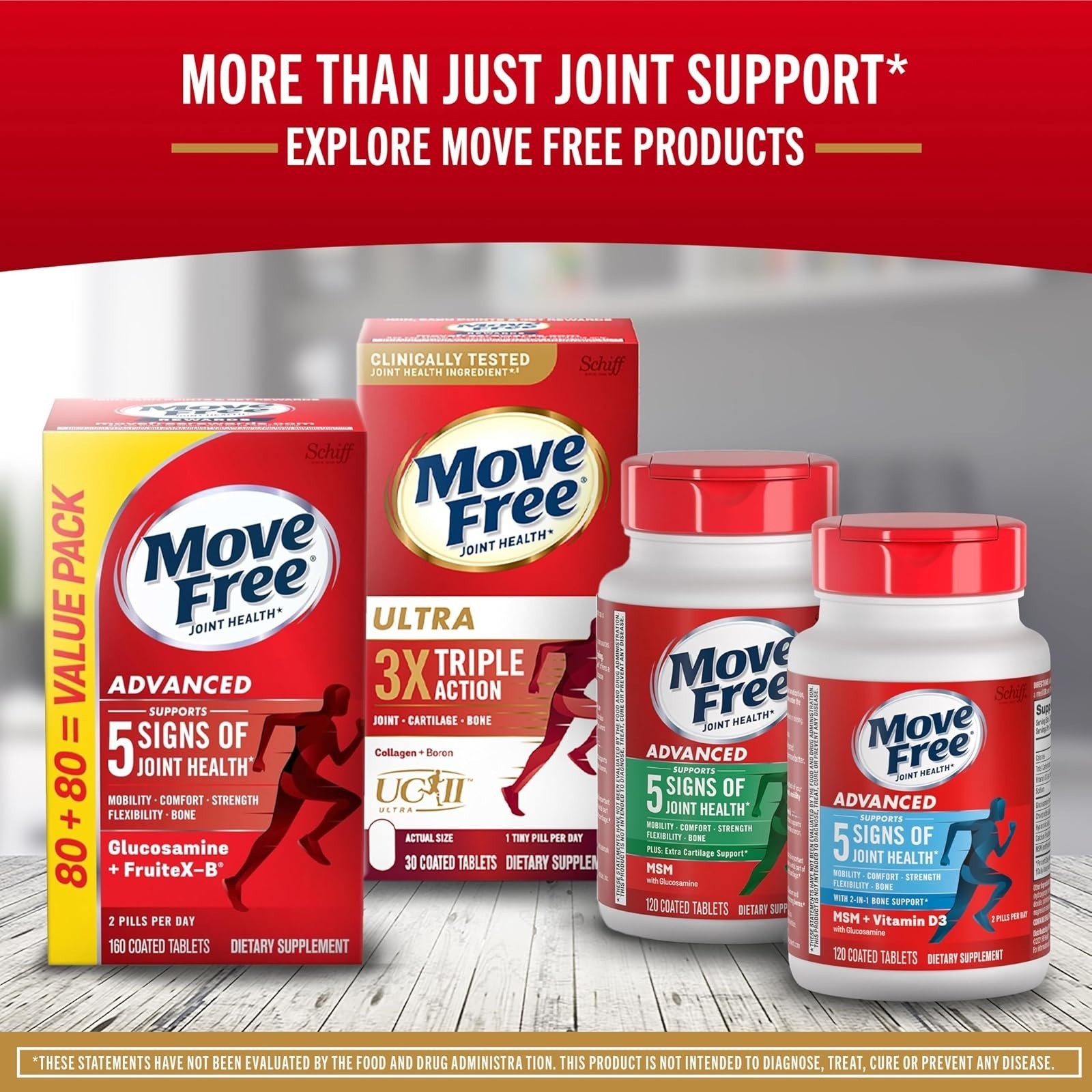 Move Free Ultra Pro Joint Support – Type 2 Collagen & MSM – 120 Tablets