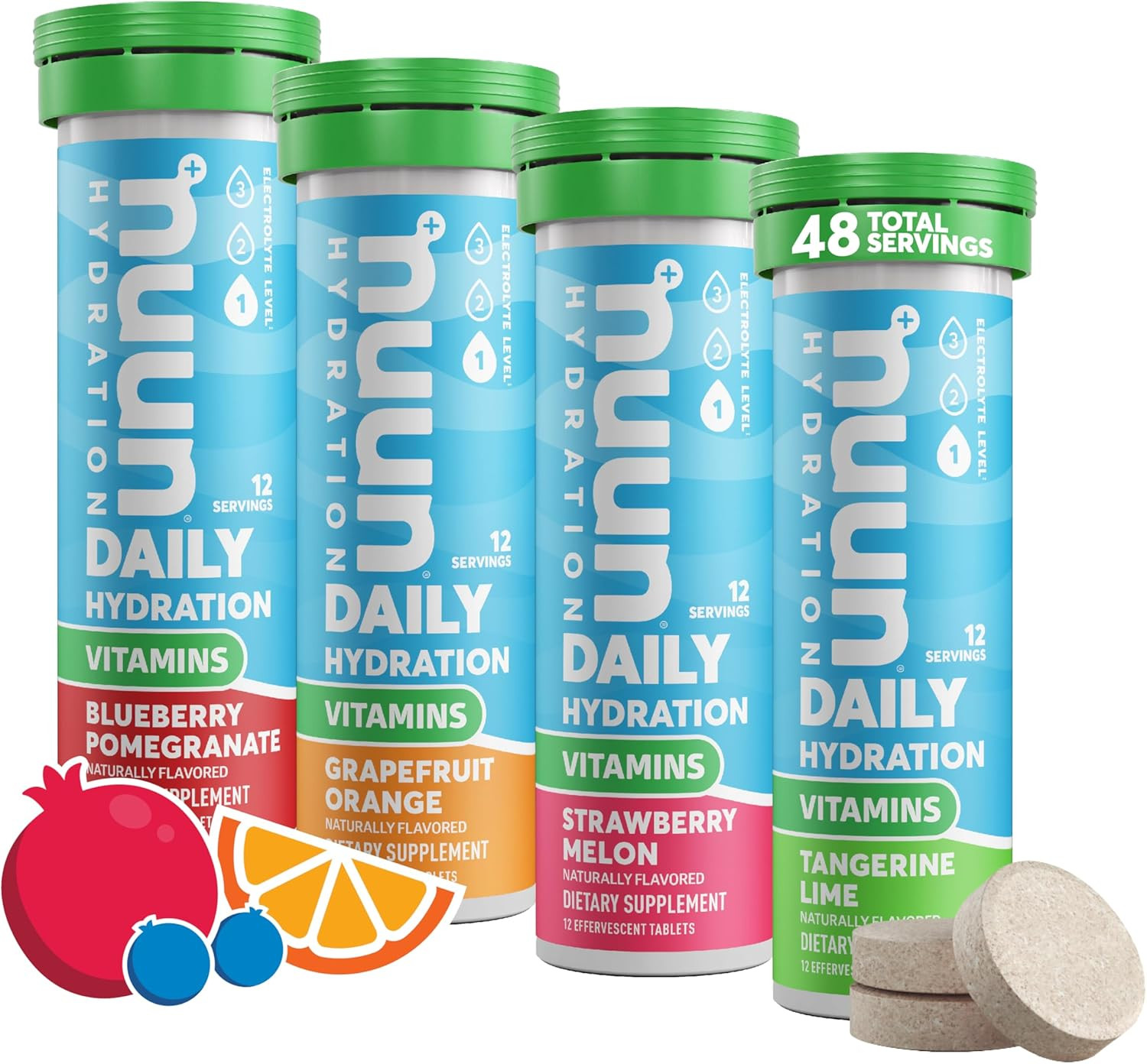 Vitamins Electrolyte Tablets Mixed Fruit, GF & Vegan, 4 Pack | 48 Servings with