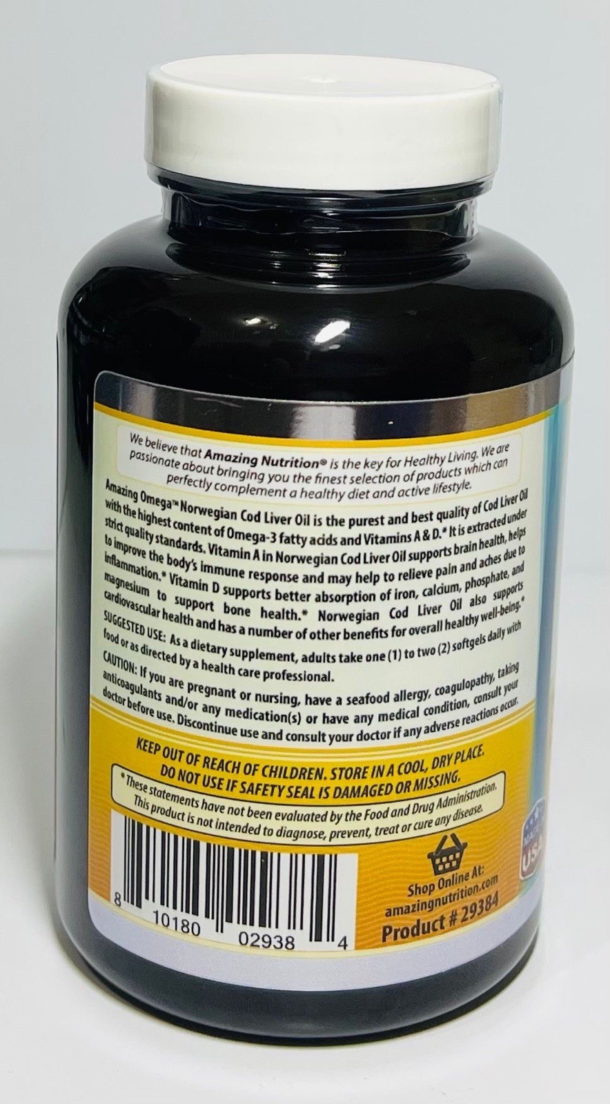 Amazing Omega Norwegian Cod Liver Oil 1250mg 120 Softgels Orange