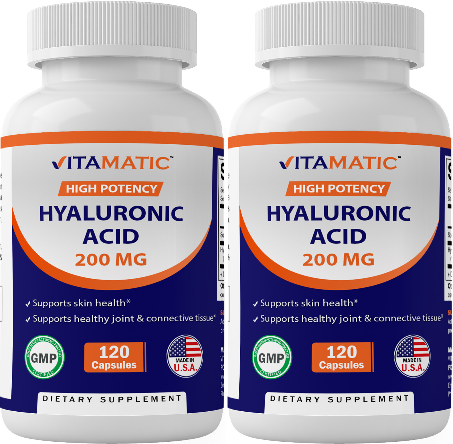 2 Pack – Vitamatic Hyaluronic Acid Supplements 200mg -240 capsules Healthy Skin