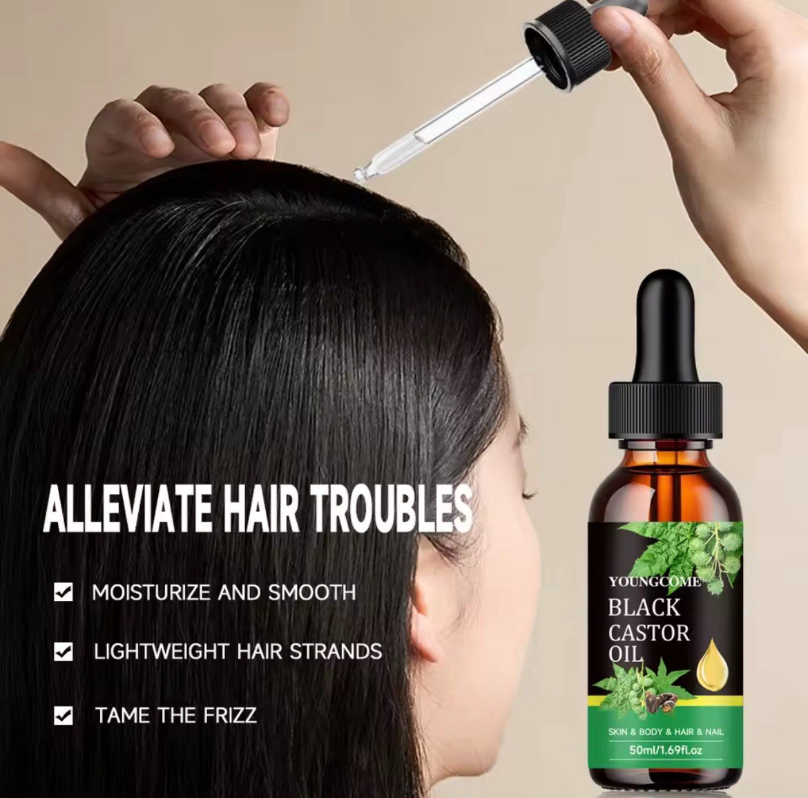 60ml Organic Black Castor Oil – Hair Growth, Strengthens Hairline, Skin & Body.