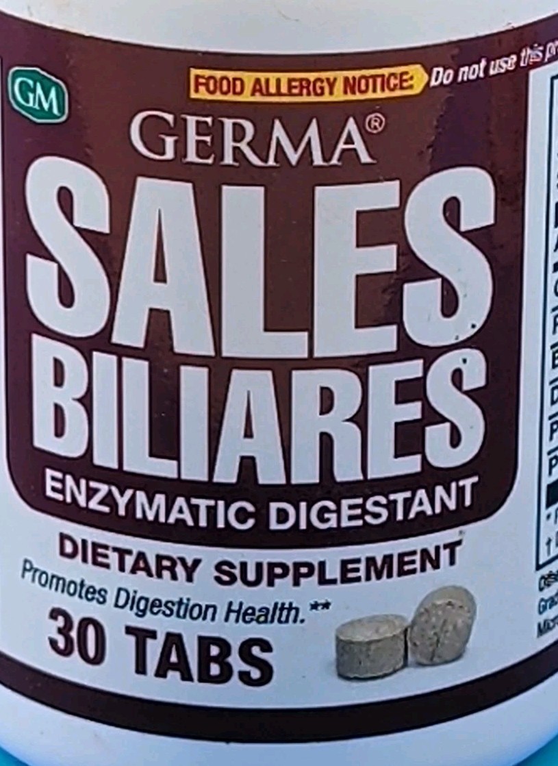 Germa Sales Biliares Ox Bile Enzymatic Digestant 30 Tablets. Pack of 2 08/2027