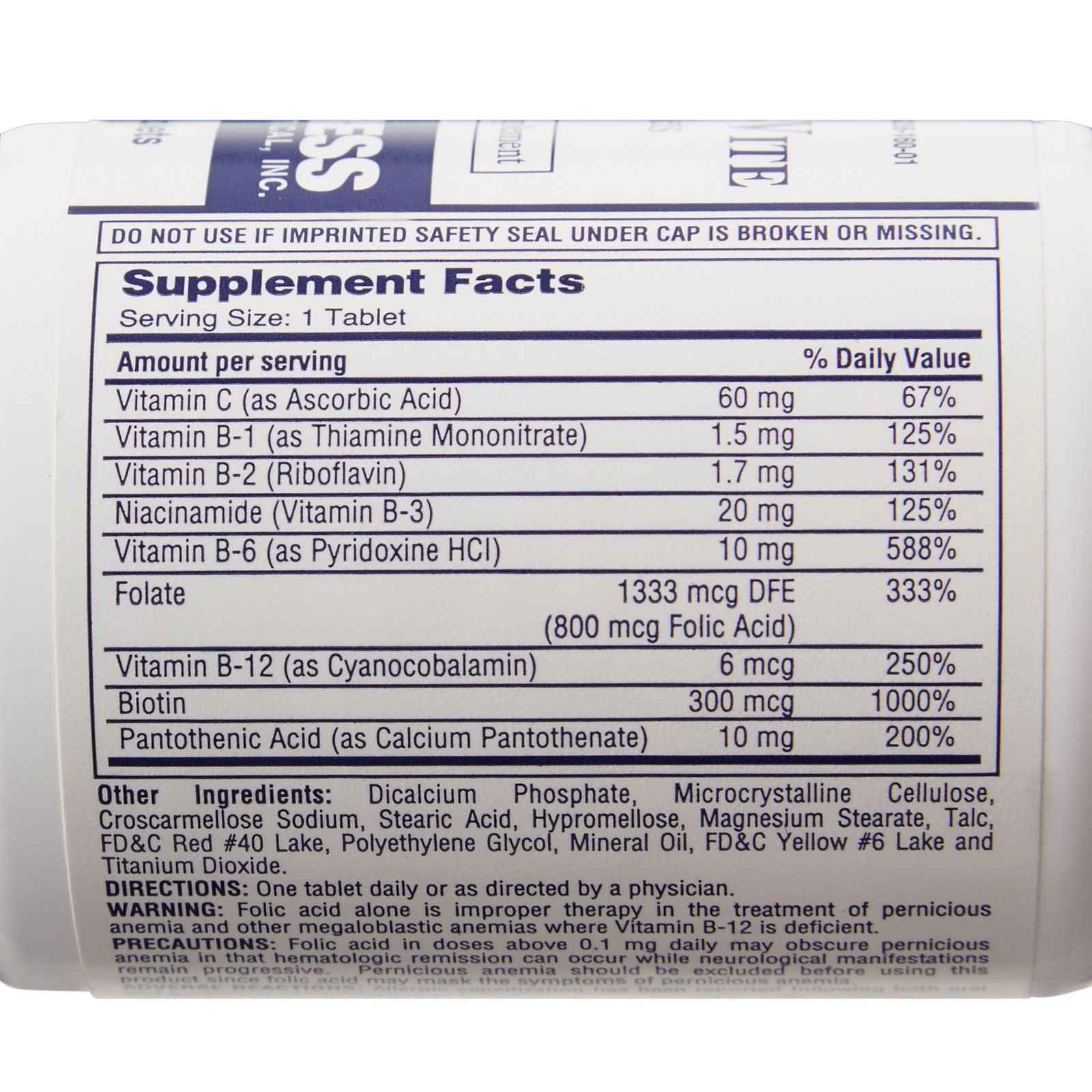 Rena-Vite Vitamin B Tablet 0.8 mg 60258016001 1 Bottle 100 per Bottle