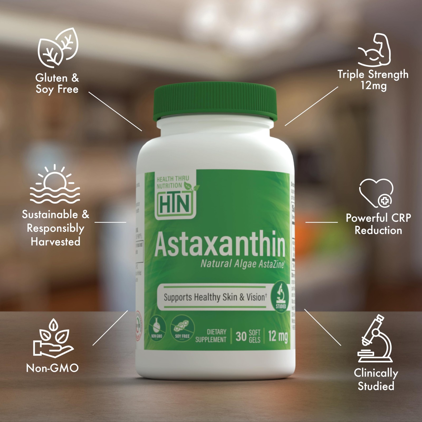 Health Thru Nutrition Astaxanthin Triple Strength 12mg 30 Count (Pack of 1)
