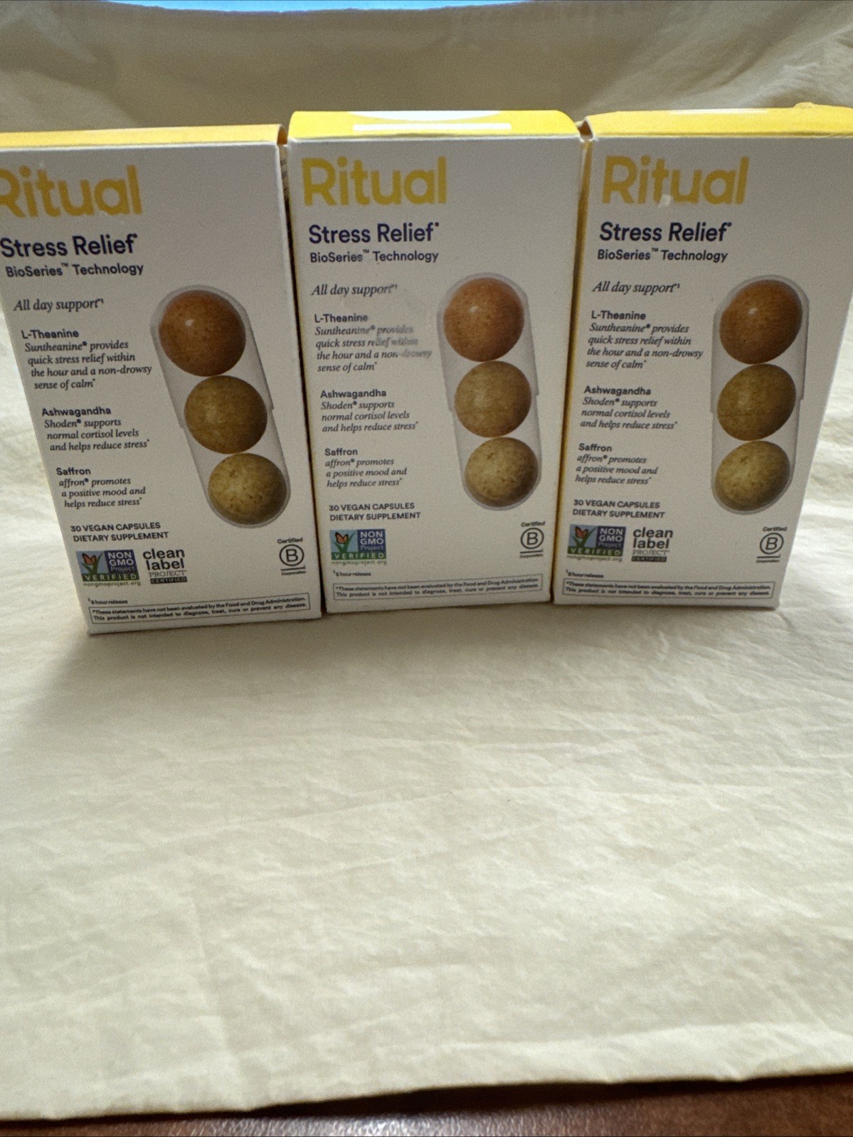 Ritual Vitamins For Stress Relief 3 boxes, 90 Capsules Total