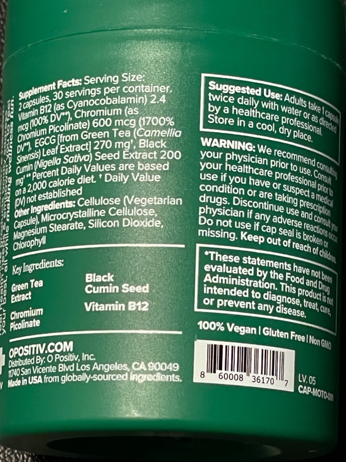 O Positiv Moto Women’s Metabolism Support Energy&Curb Craving Vegan