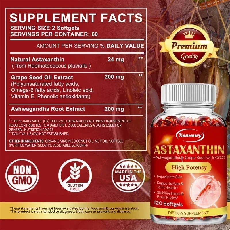 Astaxanthin 120pcs – Cardiovascular Health Metabolism, Support Eye, Joint Health